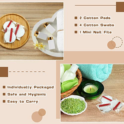 Tondiamo 100 Set Hotel Vanity Kit Individually Wrapped Hotel Amenities Disposable Travel Size Hospitality Supplies, Include Cotton Pads, Cotton Swabs, Nail File for Motels Makeup Toiletry Shelter