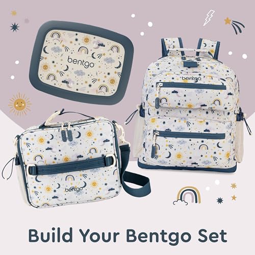 Bentgo Kids Lunch Bag - Durable, Double-Insulated Lunch Bag for Kids 3+; Holds Lunch Box, Water Bottle, & Snacks; Easy-Clean Water-Resistant Fabric & Multiple Zippered Pockets (Friendly Skies) - color: Friendly Skies