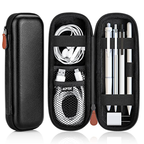 AGPTEK Case Holder for Apple Pencil, Slim PU Leather Carrying Case Pouch Cover Compatible with Apple Pen Accessories, USB Cable, Earphone,Samsung Stylus iPad Pro Pen/Pencil, Recording Pen, Black - color: Black