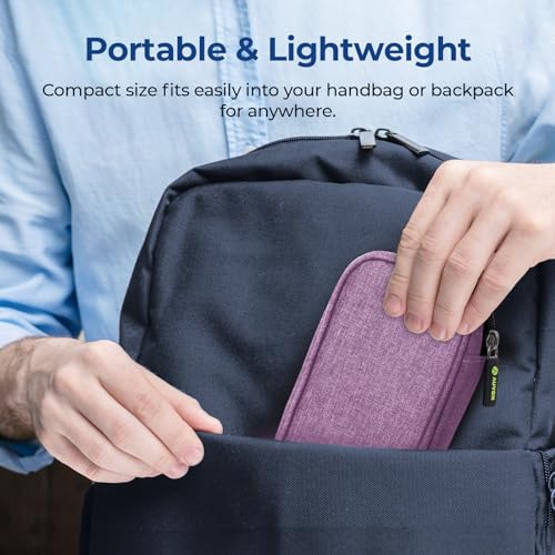 AUVON Insulin Pen Cooler Travel Case with 2 * 90g TSA Approved Ice Packs, Diabetic Medication Insulated Cooling Bag for Insulin Pens and Diabetic Supplies Storage, Compact for Daily Life and Trips - color: Purple
