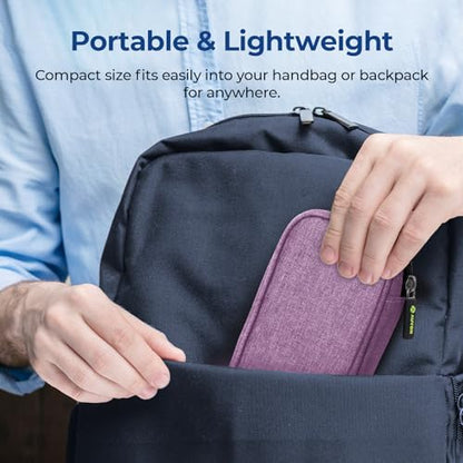 AUVON Insulin Pen Cooler Travel Case with 2 * 90g TSA Approved Ice Packs, Diabetic Medication Insulated Cooling Bag for Insulin Pens and Diabetic Supplies Storage, Compact for Daily Life and Trips - color: Purple
