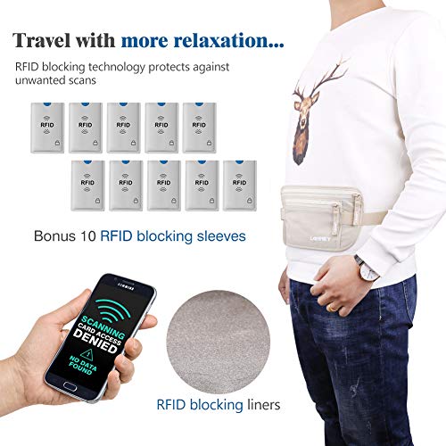 Money Belt for Travel Women and Men Slim Hidden Travel Wallet with RFID Blocking - color: Cream