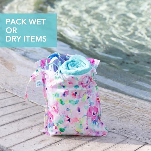 Bumkins - Waterproof Wet Bag & Clear Travel Bags - For Beach, Baby, Travel, Swim Suit, Cloth Diapers, Pump Parts, Pool, Gym, Toiletries - Reusable & Easy to Clean - Watercolor - 4 Pack - color: B2 Watercolor-4