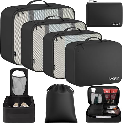 BAGAIL 8 Set Packing Cubes Luggage Packing Organizers for Travel Accessories-Jet Black - color: Jet Black, size: 8 Set