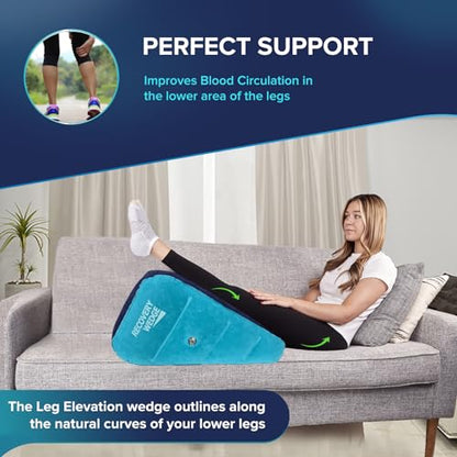 Leg Elevation Pillow by Recovery Wedge, Inflatable Wedge Pillow for Sleeping and Post-Surgical, Improve Circulation and Reduce Swelling, Speed Injury Recovery. (Large triangle) - size: Large Triangle