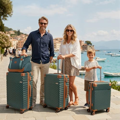 Cosbarn Luggage Sets 5 Piece with TSA Lock Spinner Wheels, Unisex Hard Case ABS Suitcase Set, Hardshell Lightweight Waterproof Travel Hardside Suitcases with Wheels for Women Men, Dark Green - color: DarkGreen, size: 5 Piece Sets (20/24/28/Db/Tb)