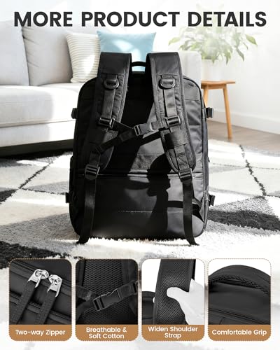 Travel Vacuum Backpack with Garment Bag, Large 18×14×8 Suit Carry on Bags Flight Approved, Personal Item Luggage with Vacuum System, Carry On Suit Luggage for Men Women, Black - color: A16-black-with Pump