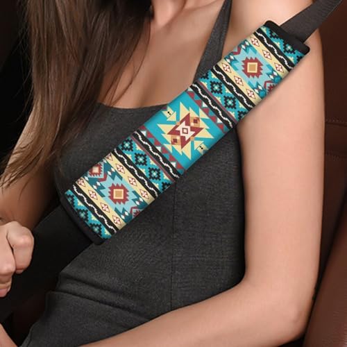 Aztec Auto Seat Belt Cover Seatbelt Shoulder Pad 2 Pack Comfortable Car Interior Automotive Anti-Slip Shoulder Strap Protect Fit Most Car, Truck, Suv, or Van - color: Aztec