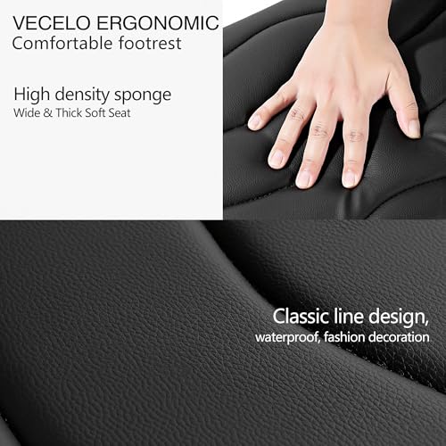 VECELO Under Desk Footrest, PU Ergonomic Foot Rest with Comfort Padding, Height Adjustable for Relieving Leg Pain, Stiffness, and etc, Black - color: Black