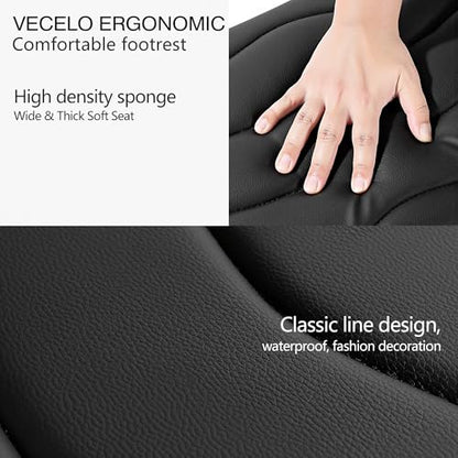 VECELO Under Desk Footrest, PU Ergonomic Foot Rest with Comfort Padding, Height Adjustable for Relieving Leg Pain, Stiffness, and etc, Black - color: Black