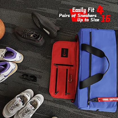 Sneaker Bag for Travel/Sneakerhead gift/Outdoor Sports Bag/Gym Bag /, A Multi-functional Travel Duffel Bag with 3 Adjustable Dividers, & Shoulder Strap,Made of Nylon, by Krone Kalpasmos-classic - color: Blue