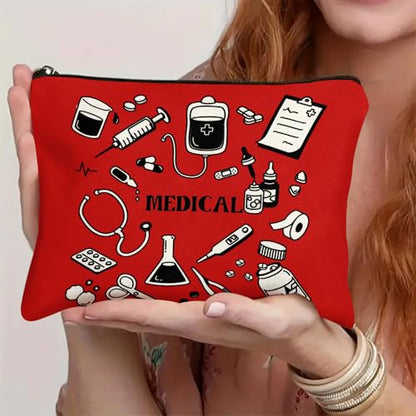 Medicine Storage Pouch with Diabetes, Medicines Bag, and Medical Supply Designs, White Canvas Zipper Cases, Multi-Use Functionality (Gift for Birthdays, Graduation, Christmas) (Style F) - style: Style F
