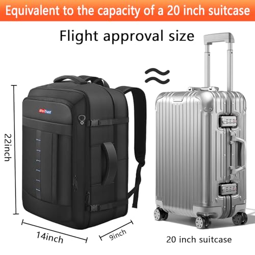 Travel Laptop Backpack, 50-60L Large Expandable Suitcase-Style Backpack for Business & Daily Travel, Carry-On Friendly with Side Water Bottle Pockets, Fits 18-Inch Laptops