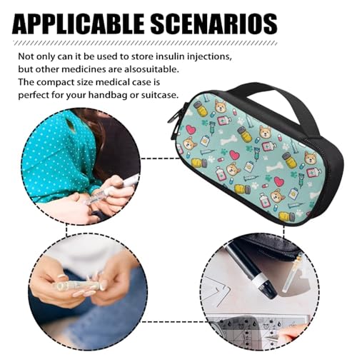 Insulin Cooler Travel Case with Top Handle for Adluts Easy to Carrying, Cute Puppy Diabetic Care Organizer Portable Diabetic Supplies Bag for Medication Supplies - color: Cute Puppy