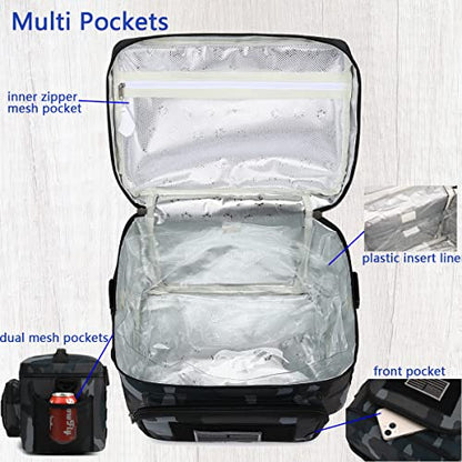 FlowFly Lunch Bag, Insulated Cooler, Thermal Lunch Box Tote with MOLLE/PALS Webbing, Adjustable Padded Shoulder Strap, for Tactical Men Women Adults and Boys Girls Kids (Black#Camo, Large) - color: Black#Camo, size: Large