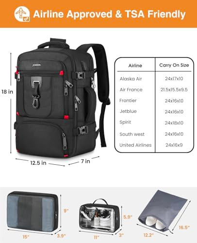 YAMTION Carry On Backpack for Men,Travel Backpack with 3 Packing Cubes for Women,Laptop Backpack Airline Approved Weekender Bag Mochila Viaje para Hombres - size: L-4 packs