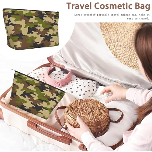 Patriotic Camouflage Print Travel Makeup Bag,Abstract Modern Cosmetic Bags Small Waterproof Zipper Women Purse Mini Portable Traveling Organizer Pouch for Ladies Thanksgiving Gifts - color: Camouflage Print