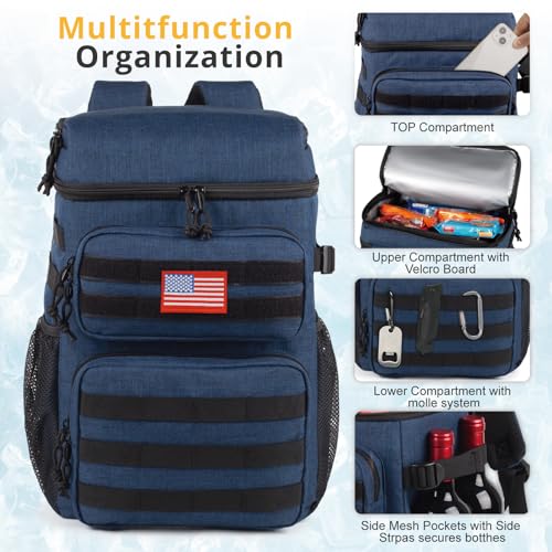 Tactical Backpack Cooler,Soft Lightweight Leakproof Cooler Backpack,Insulated Cooler Bag,Portable Soft Cooler Bag Waterproof for Beach, Travel, Camping, Picnic, Hiking - color: Blue