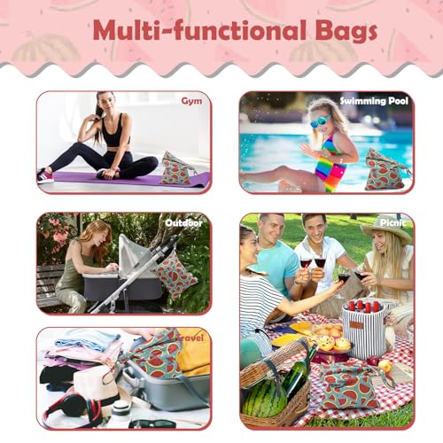 ALVABABY 3pcs Cloth Diaper Wet Dry Bags Waterproof Reusable with Two Zippered Pockets Travel Beach Pool Daycare Soiled Baby Items Yoga Gym Bag for Swimsuits or Wet Clothes 3L-ZM17A - color: Pear flower starfish watermelon