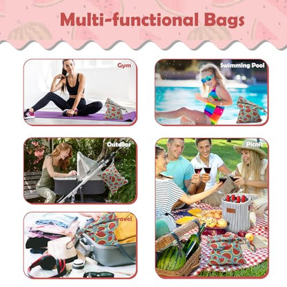 ALVABABY 3pcs Cloth Diaper Wet Dry Bags Waterproof Reusable with Two Zippered Pockets Travel Beach Pool Daycare Soiled Baby Items Yoga Gym Bag for Swimsuits or Wet Clothes 3L-ZM17A - color: Pear flower starfish watermelon