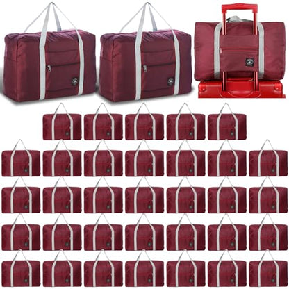 Travel Bag 36 Packes Carry on Luggage Foldable Duffel Bag Sports Gym Bag Weekender Overnight Bag Water Resistant Nylon Travel Duffel for Men Women - color: Red 36