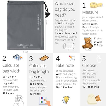 PALTERWEAR Drawstring Bag with Toggle - Nylon Cinch and Ditty Pouch Six-Pack (Gray, 5 x 7 Inch, Set of 6) - color: Gray, size: 5 x 7 Inch