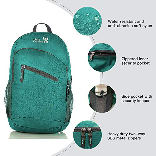 Outlander 20L/33L- Most Durable Packable Lightweight Travel Hiking Backpack Daypack (Dark Teal, 20L) - color: Dark Teal, size: 20L