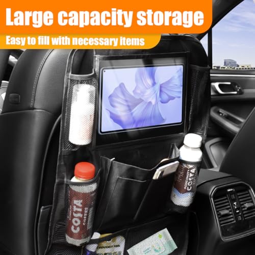 ZIMISI Car Backseat Organizer, Oxford Cloth Kick Mats Back Seat Protector with 9 Pockets & Clear Tablet Holder, Universal Waterproof Car Road Trip Essentials Storage Accessory (2PCS) - size: 2PCS