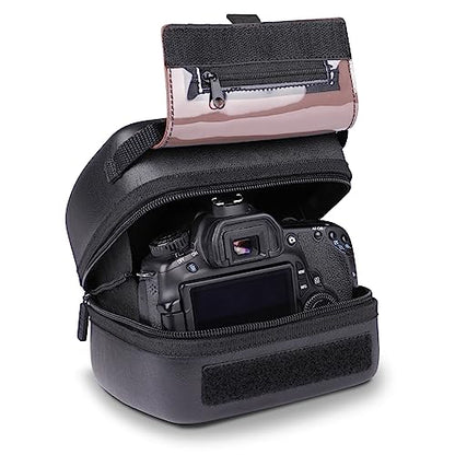 USA Gear Hard Shell Camera Case for DSLR & Mirrorless Cameras, Compatible with Canon, Nikon, Sony & Fujifilm - Fits EOS R100, Rebel T7 / 2000D, Nikon Z30, Sony A7III / A7 IV, Fujifilm X-T5 / X-T50 - color: Black Vegan Leather