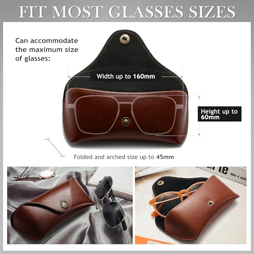SUNGAIT Vegan Leather Glasses Case Portable Sunglasses Holder Hard Shell Slim Design Travel-Ready - color: Brown