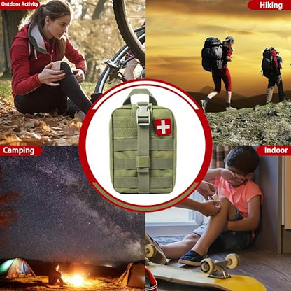 Universal IFAK Trauma First Aid Kit Molle Pouches Emergency Survival Kit Suitable for Home, car, Travel, Camping, Hiking, Sports, Outdoor Emergencies-Quick Response First Aid Essentials (Olive Green) - color: Olive Green