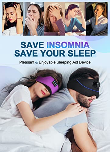 TOPOINT Sleep Mask with Headphones Bluetooth 5.4 Wireless, Sleep Headphone with Microphone Built-in HD Speakers Music, Eye Mask for Sleeping Men Women Travel Meditation Girl Cool Gadgets - color: Deep Purple, style: Ample Velvet