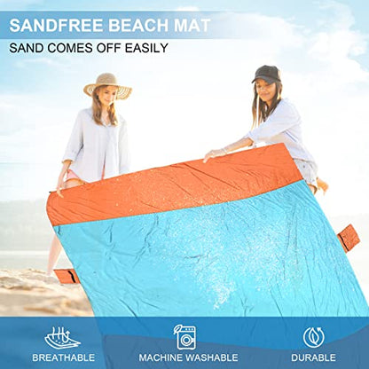 ACH Beach Blanket Waterproof Sandproof Extra Large Beach Mat Oversized 120"×108" Portable Lightweight Outdoor Family Mat for Indoor Outside Picnic Camping Hiking Travel
