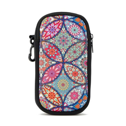 QIUTIMIY Sunglasses Soft Case Zipper Double Eyeglass Case with 2 Compartments 1 Belt Clip - color: Mandala