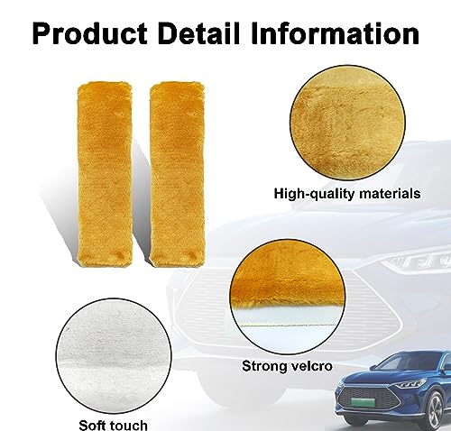 Ziciner 2 Packs Car Seatbelt Covers Shoulder Pad, Universal Soft Faux Sheepskin Shoulder Cover for Comfortable Driving, Fluffy Seat Belt Protector Help to Protect Your Neck and Shoulder (Camel) - color: Camel