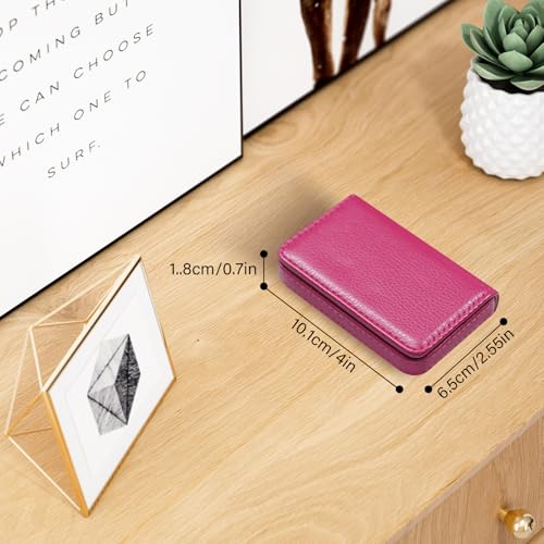 Business Credit Card Holders, Magnetic Sealing Anti Drop, PU Leather Debit Card Protector Organizer Case (Rose Red) - color: Rose Red