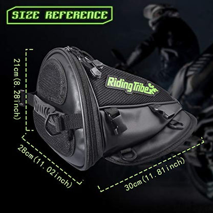 KATUR Motorcycle Backseat Tank Bag Multifunctional Waterproof PU Leather Storage Saddle Bag Motorbike Rear Seat Super Light Tail Accessories Bags -Black