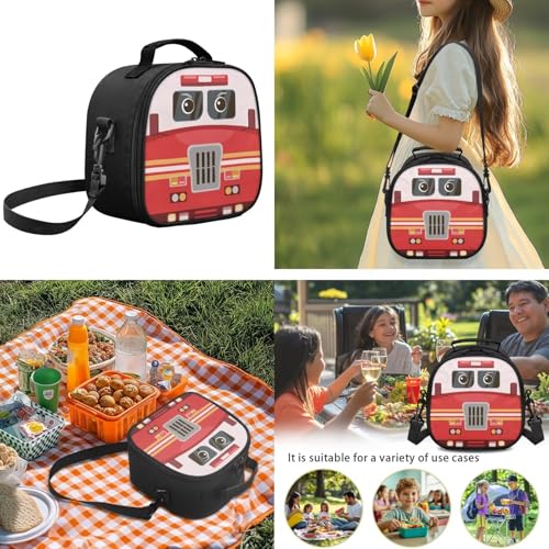 School Backpack for Boys,Fire Truck 3PCS School Backpacks for Primary Study, Lightweight Bookbag with Lunch Bag Bundle for Kids Teens Students - color: Fire Truck-1