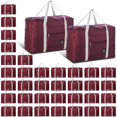 Travel Bag 36 Packes Carry on Luggage Foldable Duffel Bag Sports Gym Bag Weekender Overnight Bag Water Resistant Nylon Travel Duffel for Men Women - color: Red 36