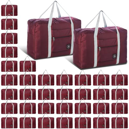 Travel Bag 36 Packes Carry on Luggage Foldable Duffel Bag Sports Gym Bag Weekender Overnight Bag Water Resistant Nylon Travel Duffel for Men Women - color: Red 36