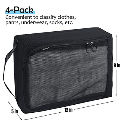 Gloppie 4-Pack Packing Cubes for Luggage - Organizer Suitcase Bags Set - Carry On Travel Accessories - color: 4 PACK Black Honeycomb