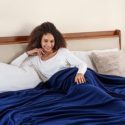 Berkshire Blanket Microfleece Twin Size Bed Blanket Navy,Lightweight Soft Breathable Plush Micro Fleece Blanket for Bed Couch Sofa,60x92 Inches - color: Navy, size: Twin/Twin XL