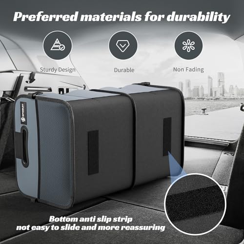 Sposuit Trunk Organizer for Car - 70L Collapsible Car Storage with 11 Pockets & Reinforced Handles, SUV Trunk Organizers for Grocery Cargo(Grey) - color: Grey, size: Large