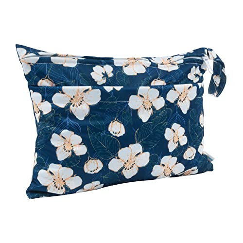 babygoal Wet Dry Bags for Baby Cloth Diapers, Washable Travel Bags, Beach, Pool, Gym Bag for Swimsuits & Wet Clothes with Two Zippered Pockets 3 Pack(S,M,L), 3SML02 - color: Flower 01