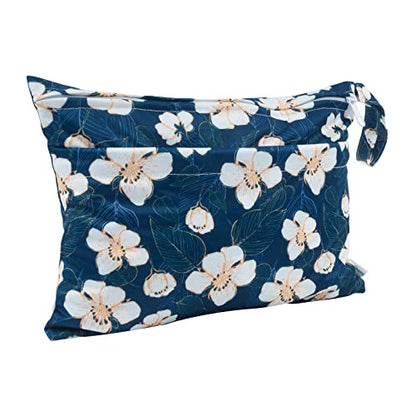 babygoal Wet Dry Bags for Baby Cloth Diapers, Washable Travel Bags, Beach, Pool, Gym Bag for Swimsuits & Wet Clothes with Two Zippered Pockets 3 Pack(S,M,L), 3SML02 - color: Flower 01