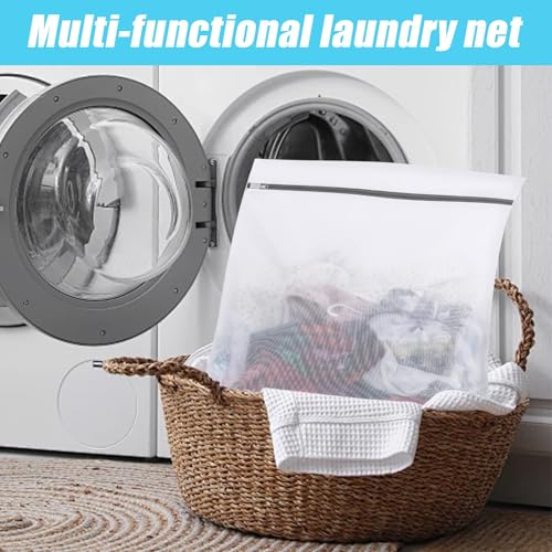 Mesh Laundry Bags for Delicates, Lingerie Wash Bags with Auto-Lock Zipper, 100% Polyester Fine Mesh, White Net, 2XL, 2L, 2S - size: 2S(10x12")+2L(16x20")+2XL(20x24")