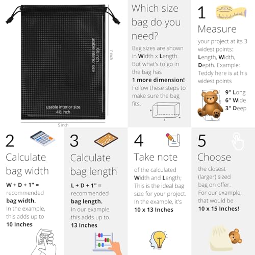 PALTERWEAR Tech-Weave PU-Coated Drawstring Bags (Set of 5) Water-Resistant, Directional-Stretch Travel Organizers for Phone, Toiletries, Tech Gear, Collections - Wipe-Clean (Black 3D, 5 x 7 Inch) - size: 5 x 7 Inch