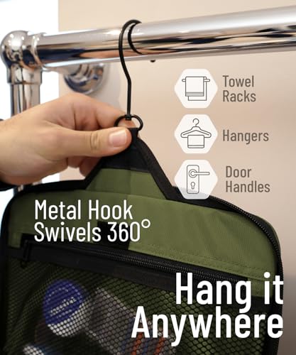 D&D Wanderlust D&D Hanging Travel Toiletry Bag for Men and Women – Cosmetics, Makeup and Toiletries Organizer Kit with 10 Compartments - color: Green