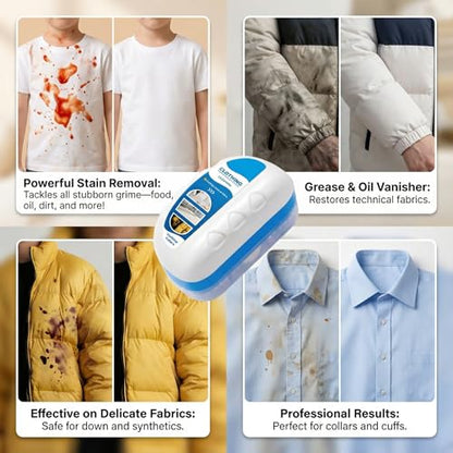 Instant Down Jacket Cleaner Pen & Wipes | Erases Tough Stains from Drinks, Oil, Sweat & More | Portable No-Rinse Spot Cleaning Kit for Coats & Outerwear, Saves from Costly Washes
