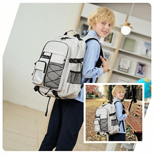 Laptop Backpack For Teen Boys Girls Durable Bookbag Middle High School Bag Women Men Waterproof Travel Daypack (2grey) - color: Grey
